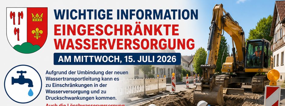 Wasserversorgung eingeschränkt am 15. Juli in Meißner