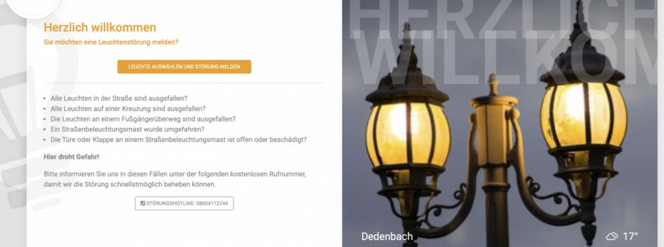 Lampenstörung online melden