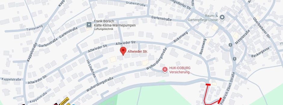 Sperrung Altwieder Straße