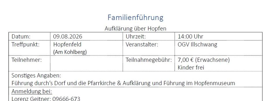 Familienführung: Hopfen hautnah erleben