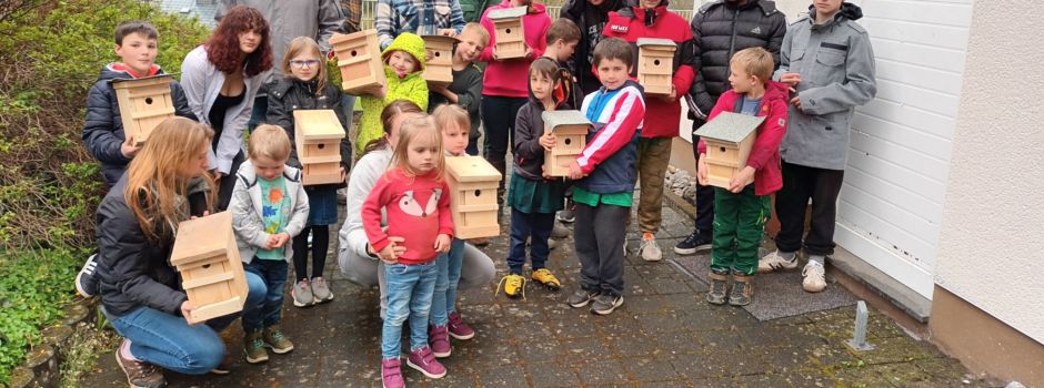 Kindern basteln Nistkästen