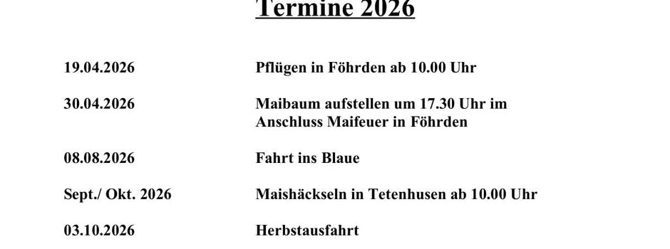 Termine Oldtimerfreunde Königshügel-Föhrden e.V.