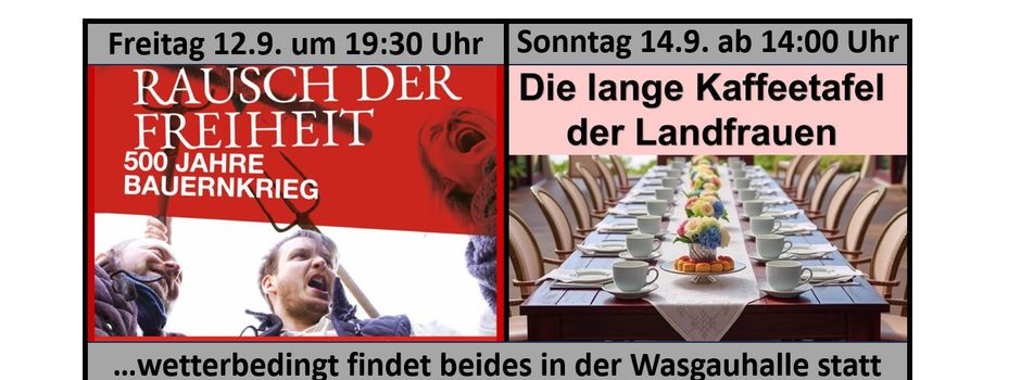 Theater und Kaffeetafel wetterbedingt in die Wasgauhalle verschoben