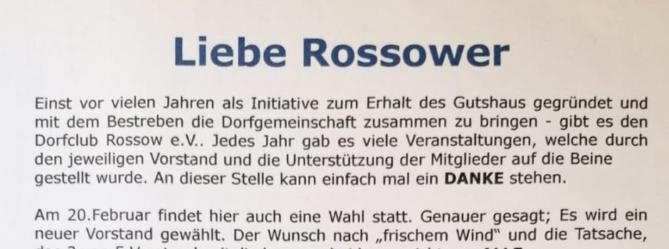 Aufruf an die Rossower