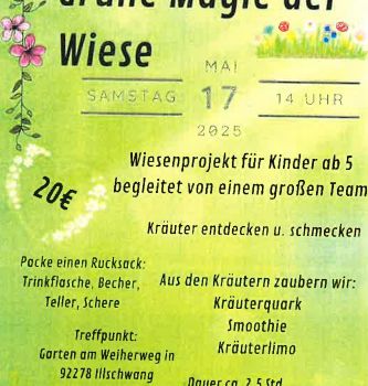 Grüne Magie der Wiese am 17. Mai 2025, 14:00 Uhr