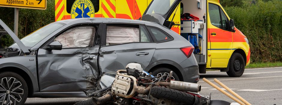 Schwerer Verkehrsunfall auf L415: Motorradfahrer schwer verletzt