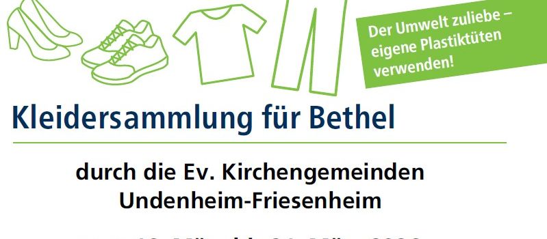 Kleidersammlung für Bethel 16.03.26 bis 21.03.26