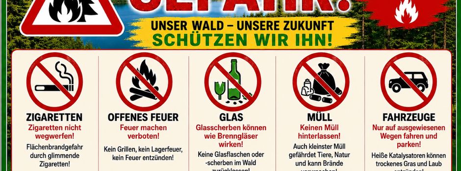 Wichtiger Hinweis zur aktuellen Waldbrandgefahr!
