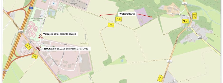 Bauarbeiten an der Zufahrt zum Gewerbegebiet Gauß’scher Bogen