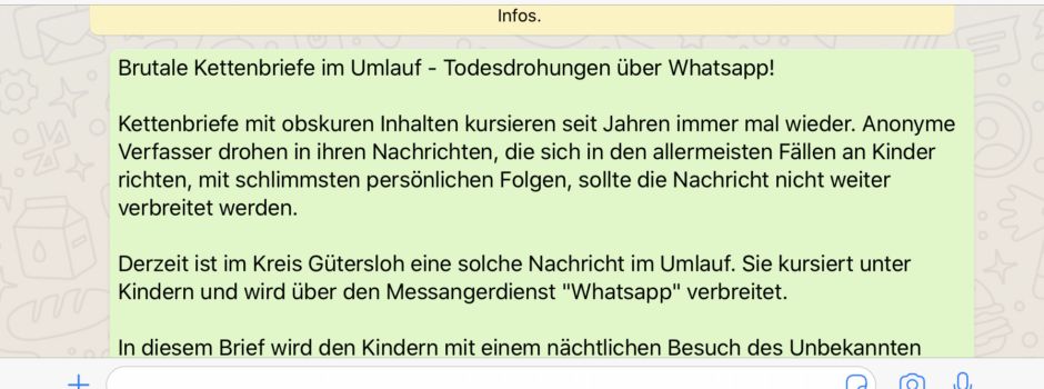 Brutale Kettenbriefe im Umlauf - Todesdrohungen über Whatsapp