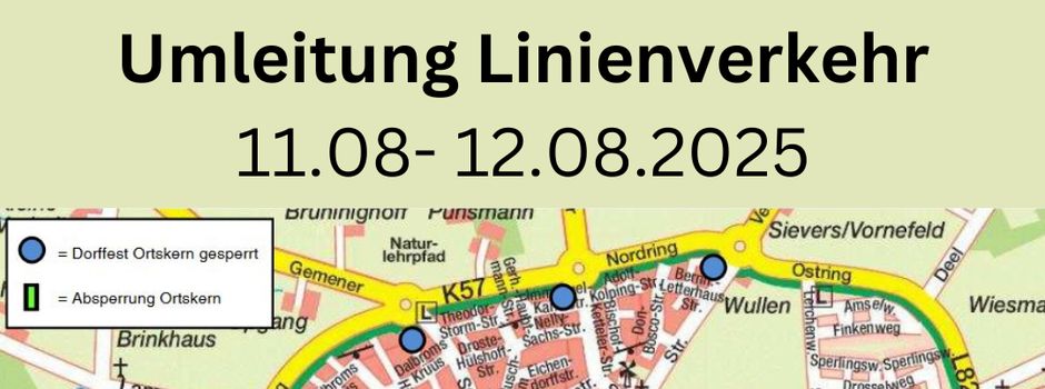 Umleitung der Busse an Dullen Dienstag