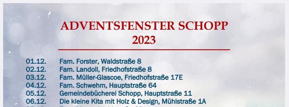 Adventsfenster Schopp 2023