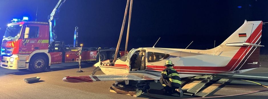 Dramatische Landung in Mainz: Flugzeug rutscht über die Landebahn