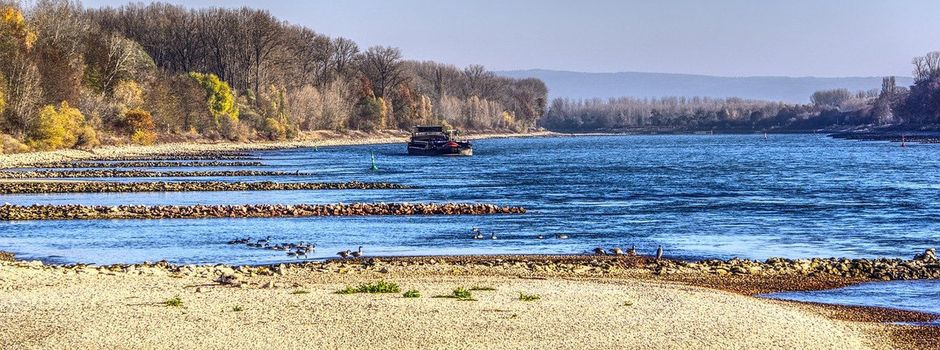 Tanker mit Wasserstoff bei Ludwigshöhe auf dem Rhein festgefahren