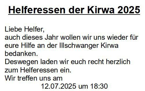 Helferessen der Illschwanger Kirwaleut am 12. Juli 25
