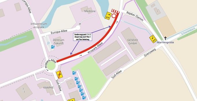 🚧 Vollsperrung der Zufahrt zum ecopark am 04.12.2025 🚧