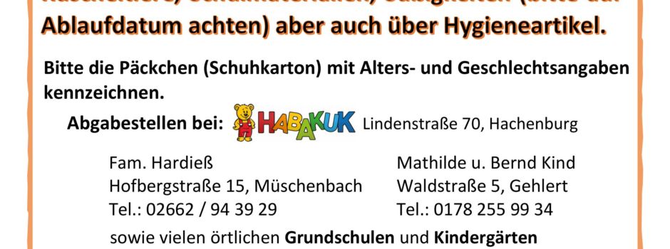 Weihnachtspäckchenaktion der Kolpingfamilie