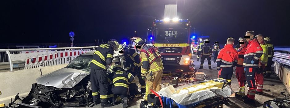 Nach schwerem Unfall: Ausfahrt auf Schiersteiner Brücke immer noch gesperrt