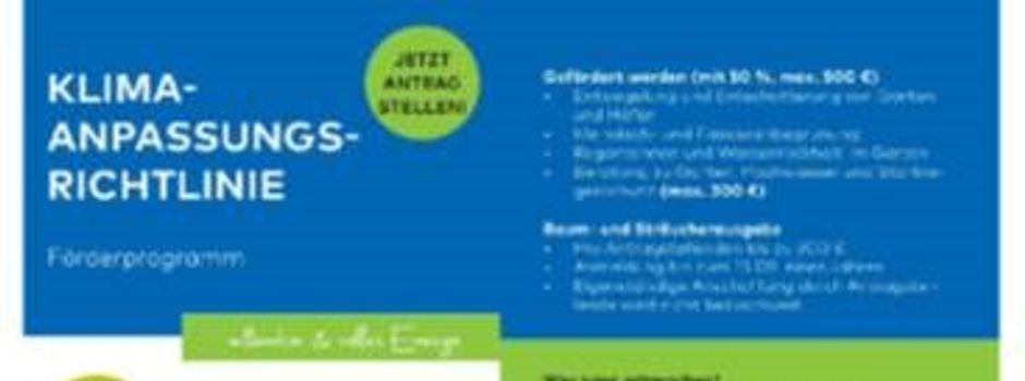 Bewerbung der Klimaanpassungsrichtlinie insb. Baumausgabe 2026 der VG Wörrstadt