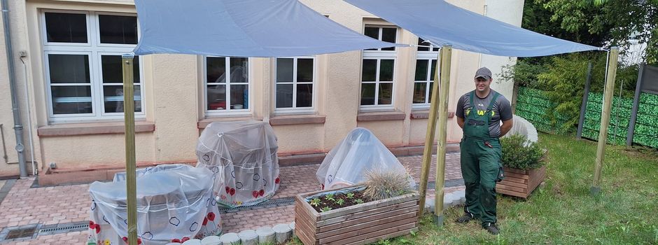 Der erste Sonnenschutz wurde montiert