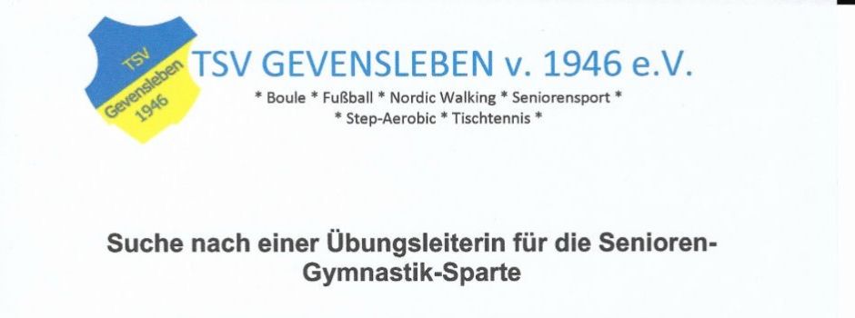 Übungsleiterin Senioren-Gymnastik gesucht