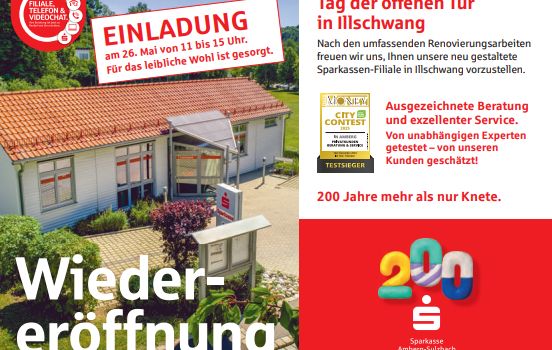 Wiedereröffnung Sparkassen-Filiale Illschwang mit Tag der offenen Tür am 26.Mai 2025