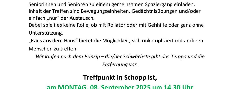 "RAUS AUS DEM HAUS" in Schopp im September