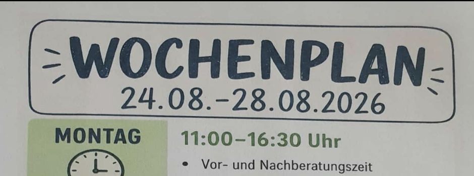 Neuer Wochenplan des Jugendbüros vom 24.08. - 28.08.2026!