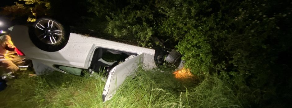 Schwerer Unfall bei Grünstadt: Auto überschlägt sich