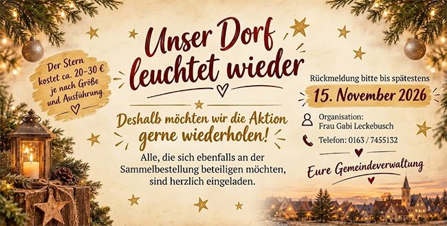 Gemeinschaftliche Festbeleuchtung: Neuauflage der Sternenaktion