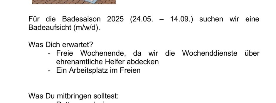 Badeaufsicht für den Sommer gesucht