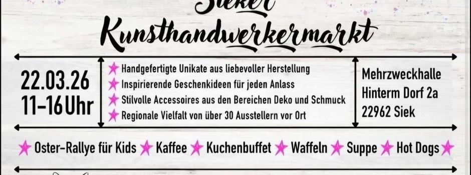 Kunsthandwerkermarkt in Siek – Kreatives entdecken am 22. März