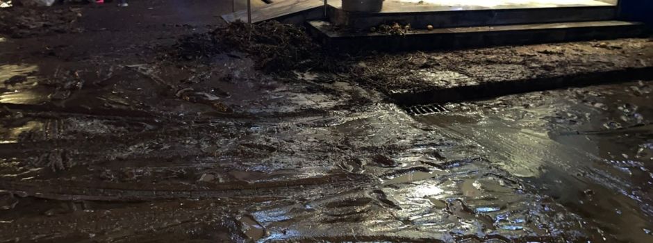 Einsatz in Mainz-Hechtsheim: Unwetter spült Schlammmassen auf Straßen