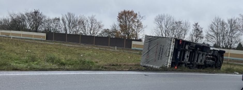Lkw auf A61 am Kreuz Frankenthal umgekippt