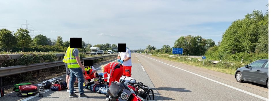 Motorradunfall am Autobahnkreuz Ludwigshafen: 25-Jähriger verletzt