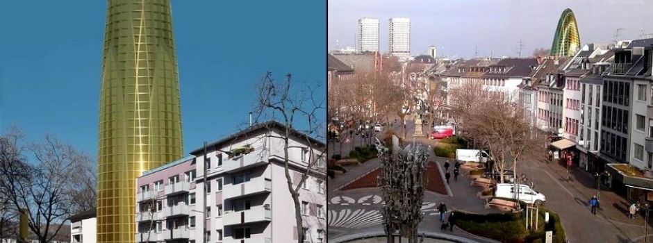 Kommt dieser goldene Wohnturm in die Große Langgasse?