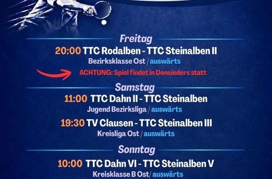 Die Woche beim TTC - Die nächsten Spiele...