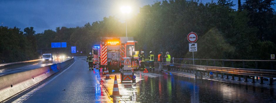 Mehrere Unfälle auf überfluteten Fahrbahnen bei Wiesbaden