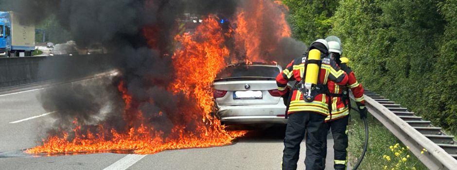 Brennendes Auto auf A61 sorgt für massiven Stau