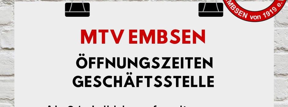 Erreichbarkeit der Geschäftsstelle des MTV Embsen