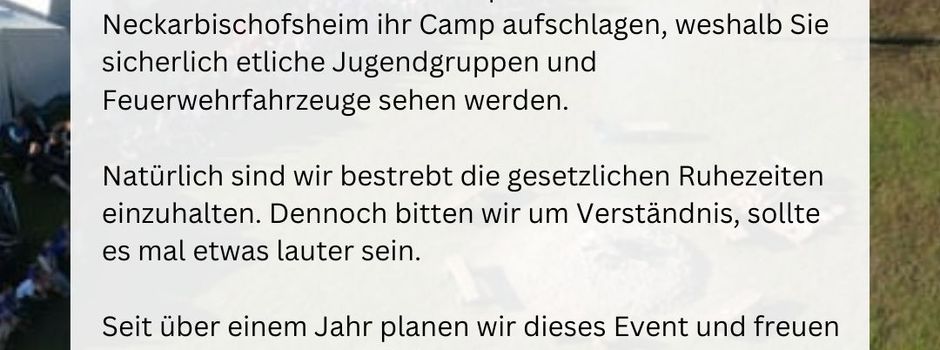 Pfingstzeltlager der regionalen Jugendfeuerwehren erstmals in Neckarbischofsheim