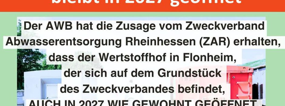 Wertstoffhof Flonheim bleibt 2027 geöffnet