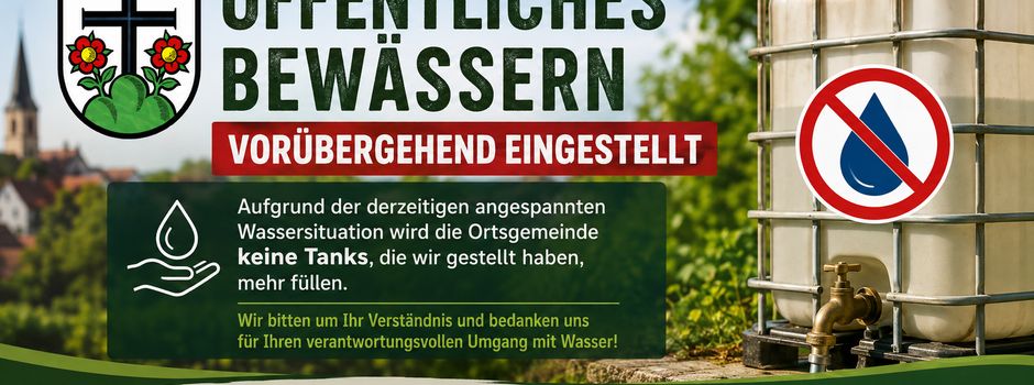 Öffentliches Bewässern vorübergehend eingestellt
