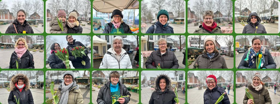 100 Tulpen für 100 Frauen auf dem Wochenmarkt