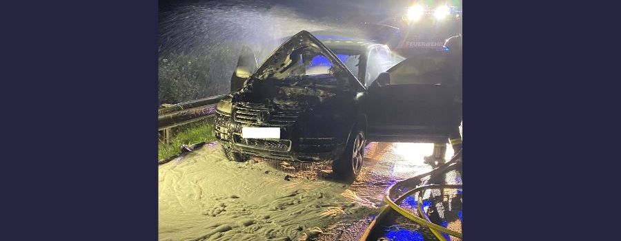 Auto brennt auf A63 in Richtung Mainz