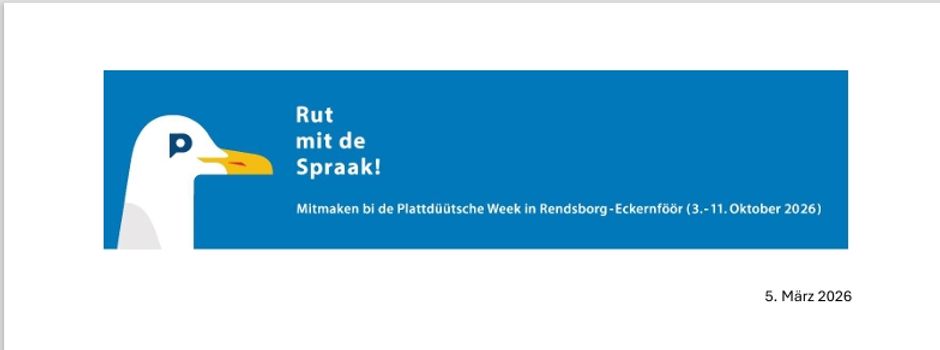 Plattdeutsche Woche 2026 - Rut mit de Spraak!