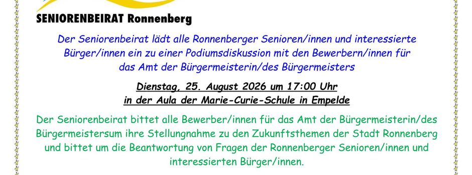 Podiumsdiskussion mit Bewerbern/innen für das Amt des/der Bürgermeisters/in