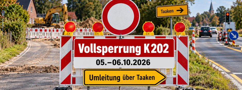 Teilweise Vollsperrung der K 202 vom 5. bis 6.10.