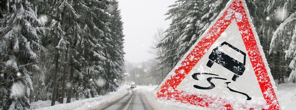 Bei Schneeglätte überholt – zwei Unfälle