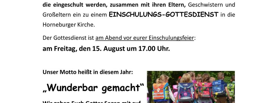 Einschulungsgottesdienst für Dollern und Horneburg